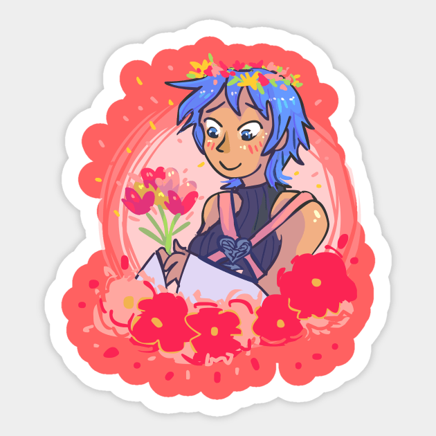 Aqua with Flowers Sticker by sky665